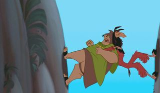 The Emperor's New Groove Pacha and Kuzco try to climb up a canyon