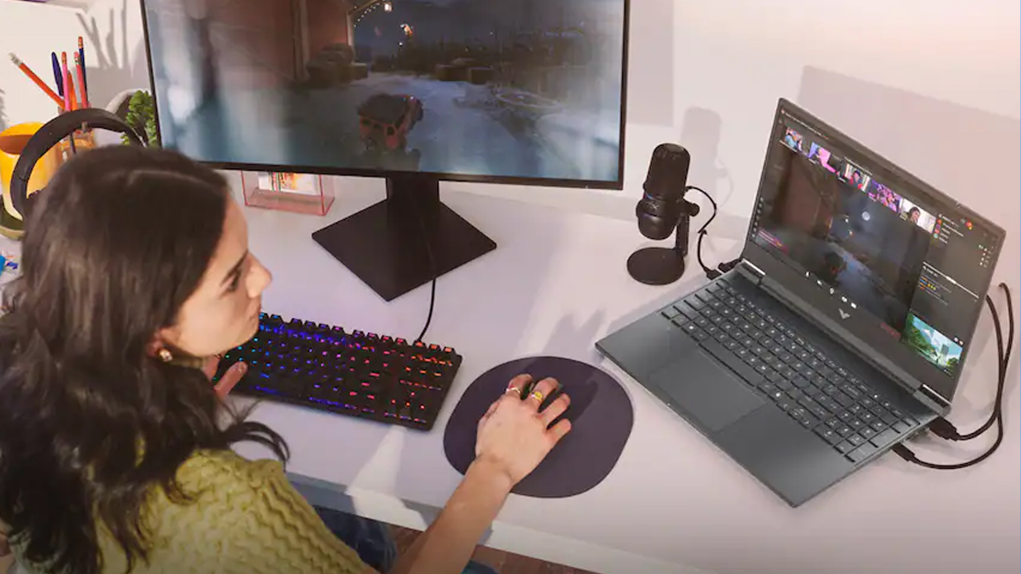 HP gaming laptop in use