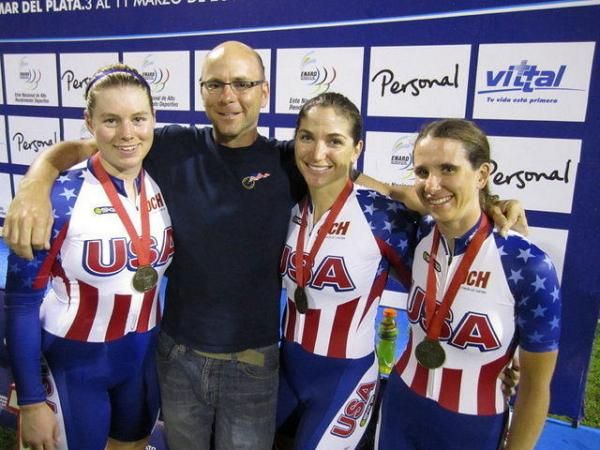 The USA team with their coach.