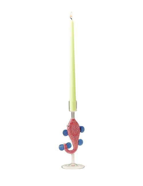 Red Fish Nautical Glass Candle Holder