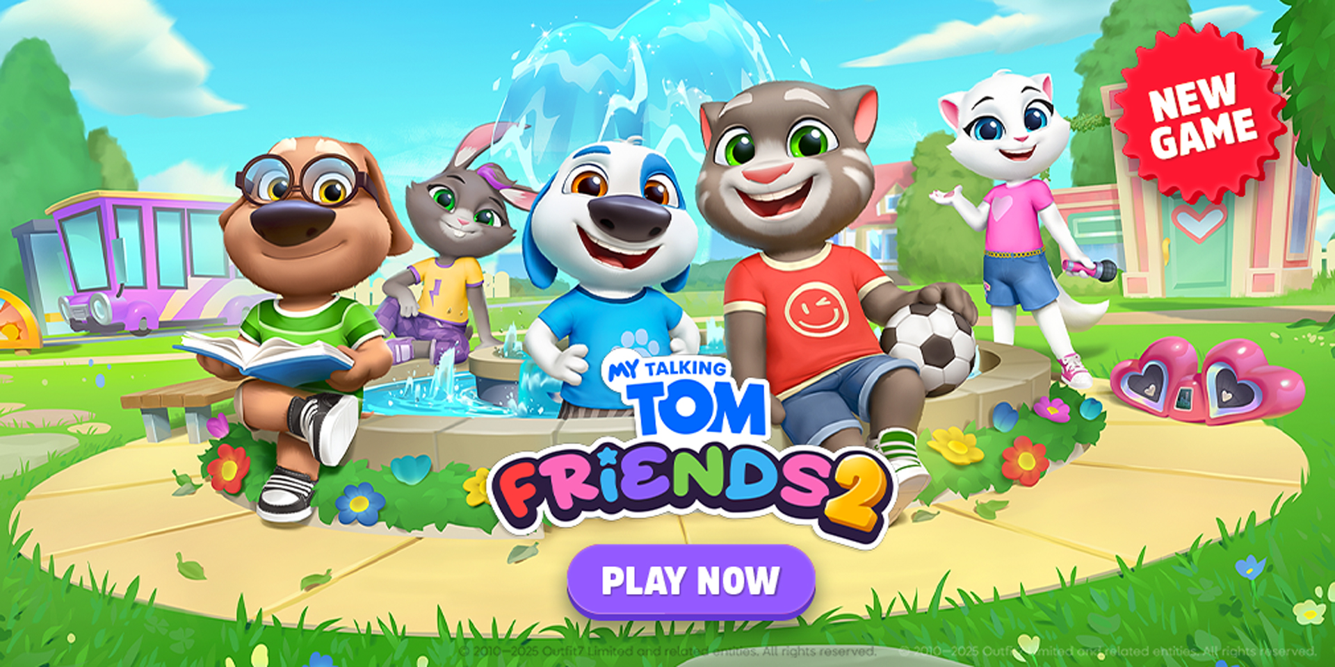 My Talking Tom screenshot showing animals getting ready to play mobile-friendly games