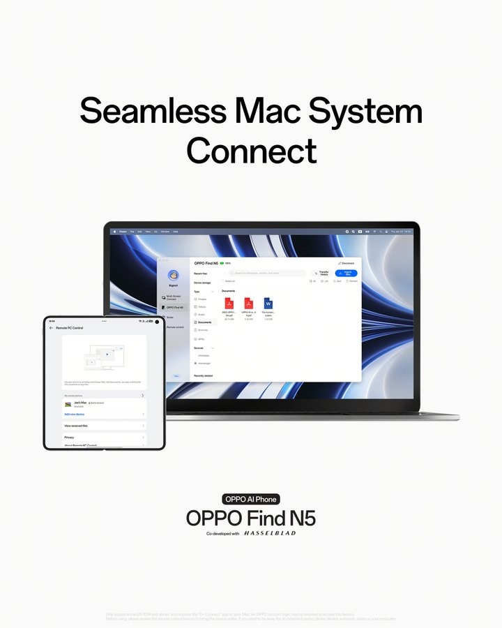 A feature for the OPPO Find N5 to remotely control your Mac