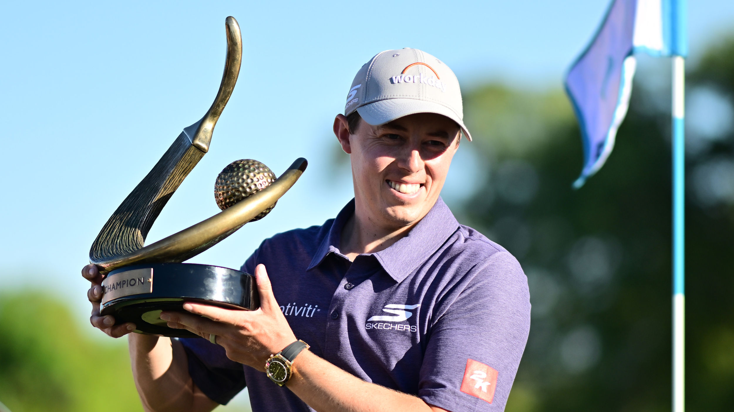 Matt Fitzpatrick with the Valspar Championship trophy