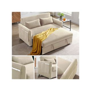 cream sofa bed with storage