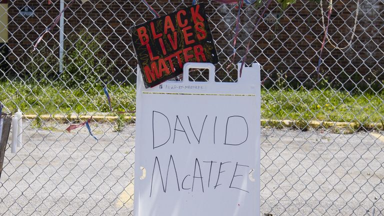louisville, ky june 06 general view of a makeshift memorial for david mcatee outside the location where he was shot and killed by police in the early hours of monday morning on june 6, 2020 in louisville, united states this is the 12th day of protests since george floyd died in minneapolis police custody on may 25 photo by brett carlsengetty images