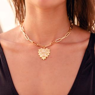 Adriana Pappas Designs Amore Necklace on model 