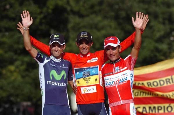 The 2012 Vuelta a Espana podium: Valverde, Contador and Rodriguez