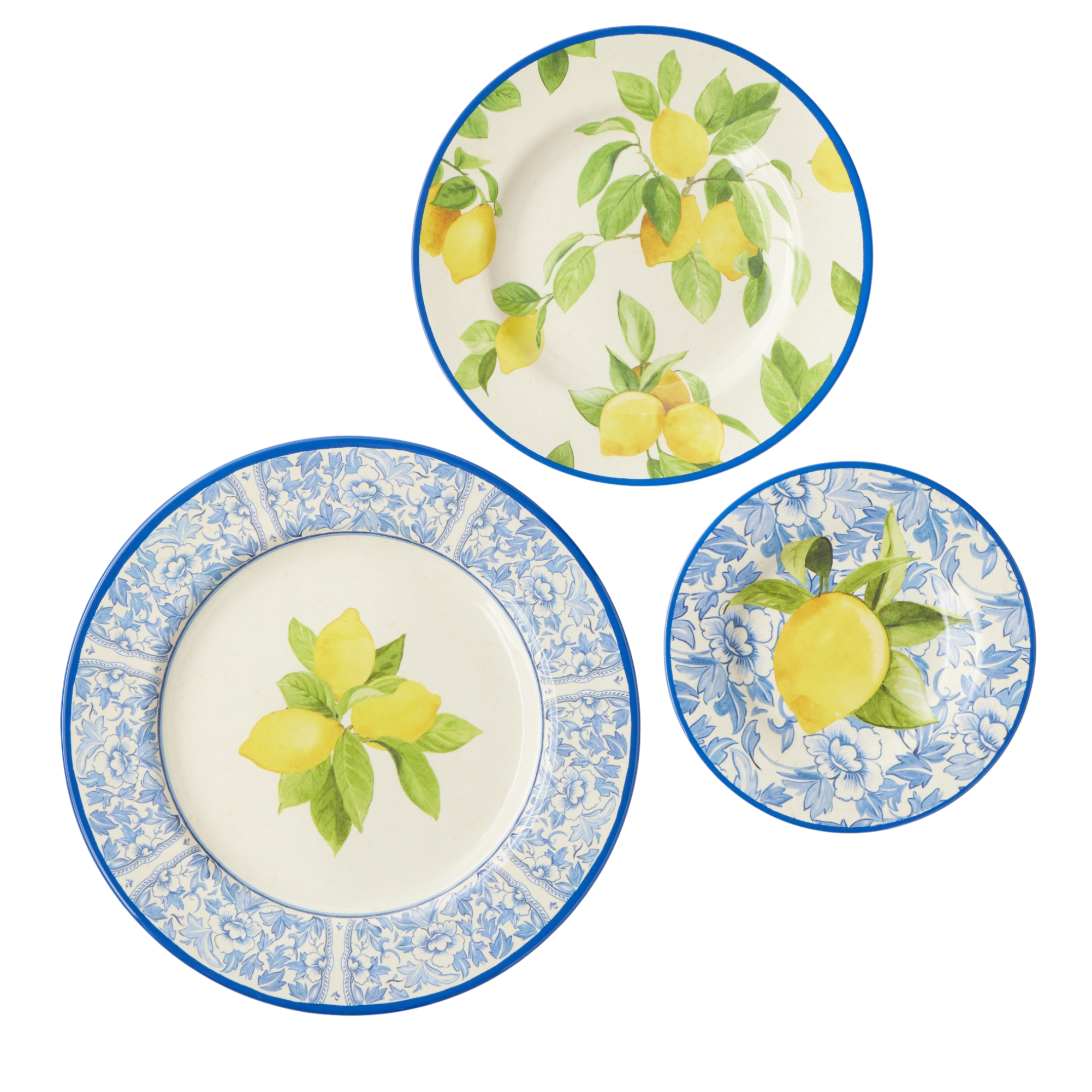 a lemon-themed dinnerware set