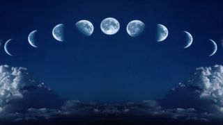 Time-lapse photograph showing phases of the moon