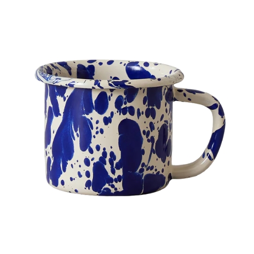 TOAST, Splatter Enamel Mug | Cream/blue