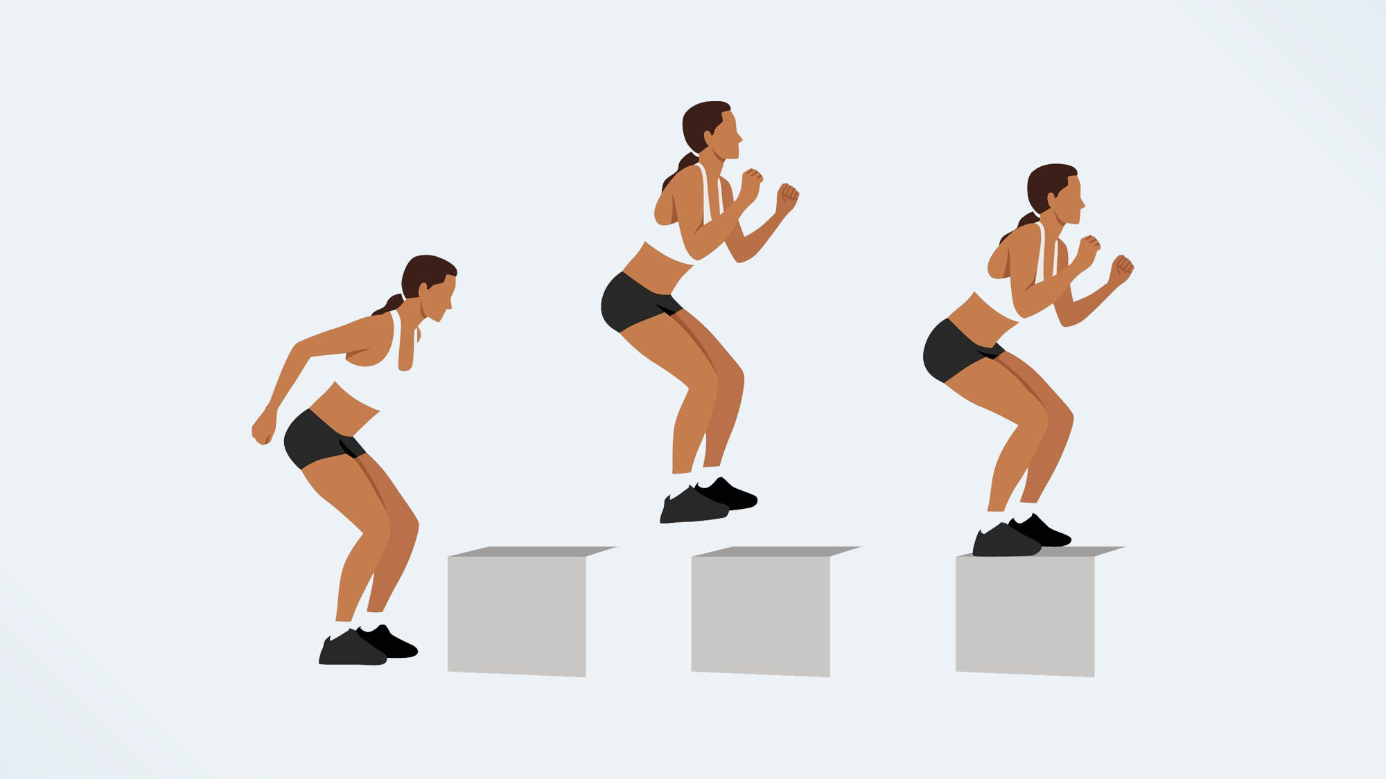 an illo of a woman doing box jumps