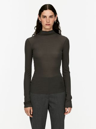 Arket Mock Neck Silk Top