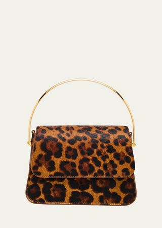 Aria Mini Leopard Calf Hair Top-Handle Bag