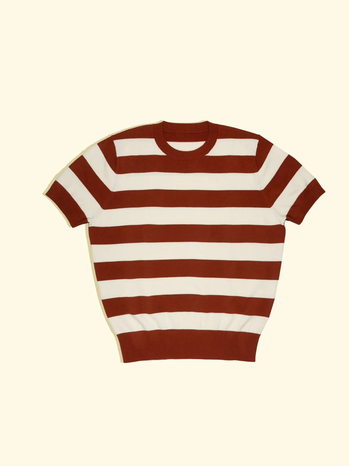 Knitted T-Shirt - Brick Red/white Nautical Stripes &amp;mdash; the Anthology