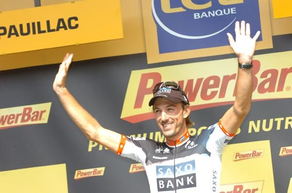 Fabian Cancellara (Saxo Bank) on the podium
