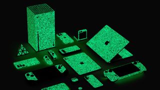 dbrand Glowbot skins for Xbox Series X, Nintendo Switch, and other devices.