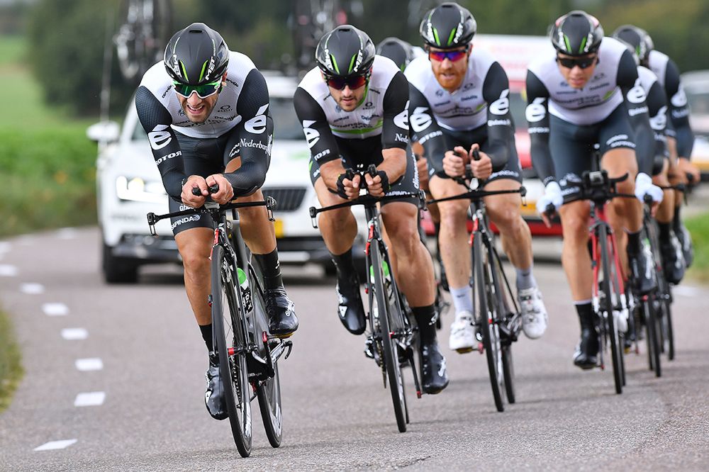 Dimension Data on course during the team trial at the Eneco Tour
