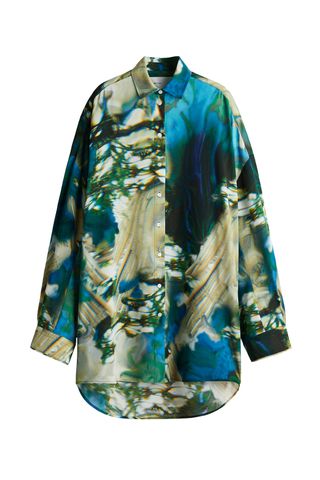 Abstract-Patterned Chiffon Shirt