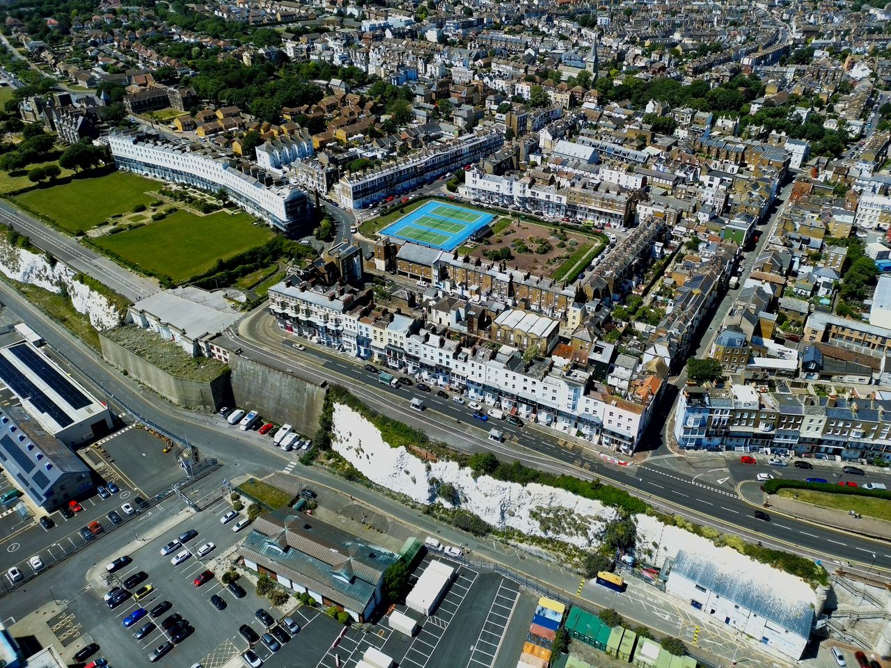 Aerial photo of English coastal town