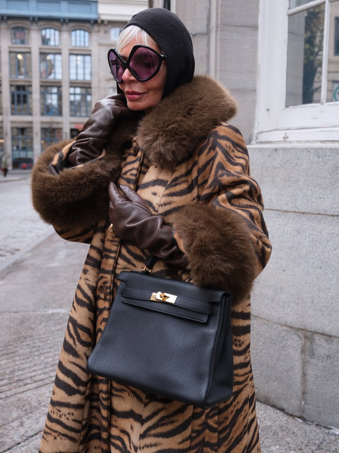 Grece Ghanem wearing leather gloves