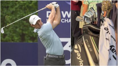 Rory McIlroy hits a tee shot at the DP World India Championship in Delhi