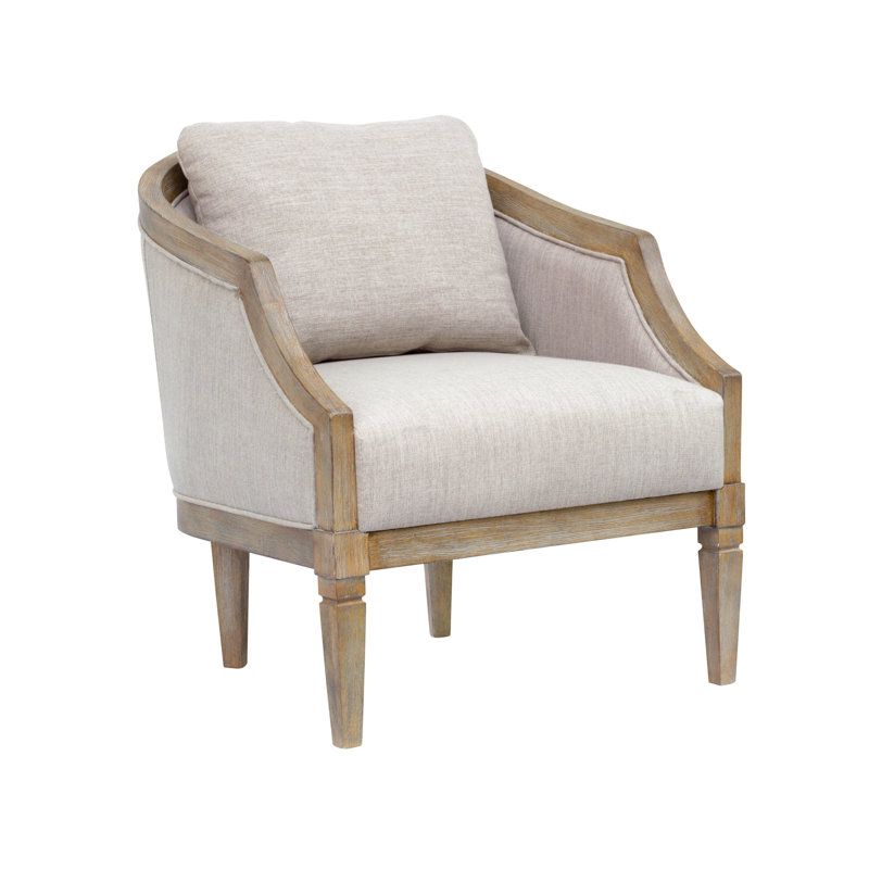 Martha Stewart Whitney Curved Solid Wood Upholstered Armchair & Reviews | Wayfair