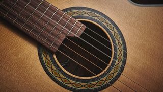 Close up of nylon guitar strings