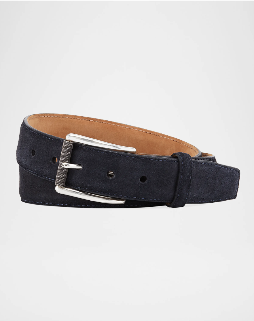 W. Kleinberg, Men's Suede Belt in Navy