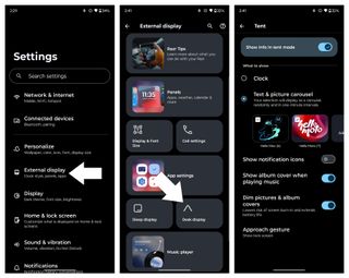 Motorola Razr Plus 2024 desk display settings