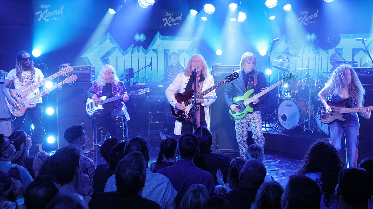 JIMMY KIMMEL LIVE! &quot;Jimmy Kimmel Live!&quot; airs every weeknight at 11:35 p.m. ET and features a diverse lineup of guests that include celebrities, athletes, musical acts, comedians and human interest subjects, along with comedy bits and a house band. The guests for Monday, September 8 included Spinal Tap (Nigel Tufnel aka Christopher Guest, David St. Hubbins aka Michael McKean and Derek Smalls aka Harry Shearer) and Marty DiBergi (aka Rob Reiner) (&quot;Spinal Tap II: The End Continues&quot;), and musical guest Spinal Tap. (Disney/Randy Holmes)Â SPINAL TAPÂ  (Photo by Randy Holmes/Disney via Getty Images)