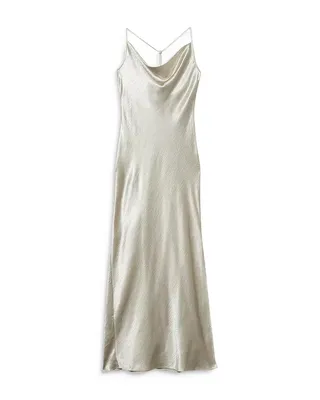 Paisley Metallic Cowl Slip Dress