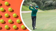 An inset image of Barry Plummer hitting an iron shot at La Cala Golf Resort, with an overall tennis ball print across the background