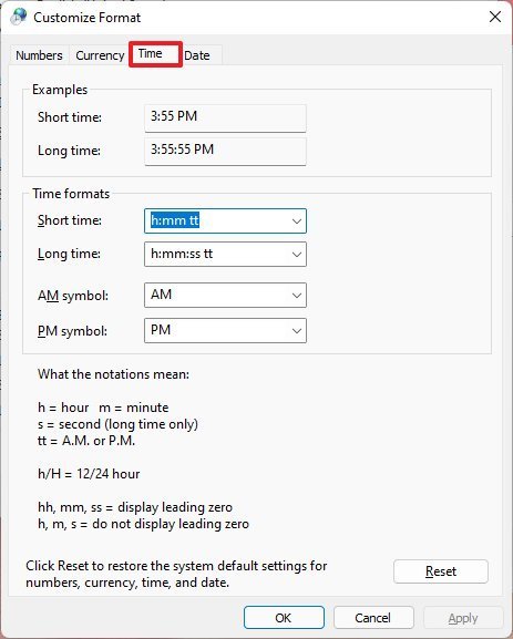 Time format