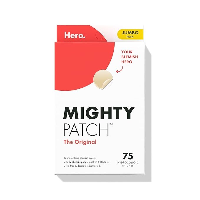 Mighty Patch, Mighty Patch™ Original Patch From Hero Cosmetics – the #1 Hydrocolloid Acne Pimple Patch for Shrinking Zits and Whiteheads in 1 Use; Nighttime Spot Stickers for Face and Skin (75 Count)