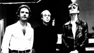 Robert Fripp, Brian Eno and David Bowie in the studio in 1978