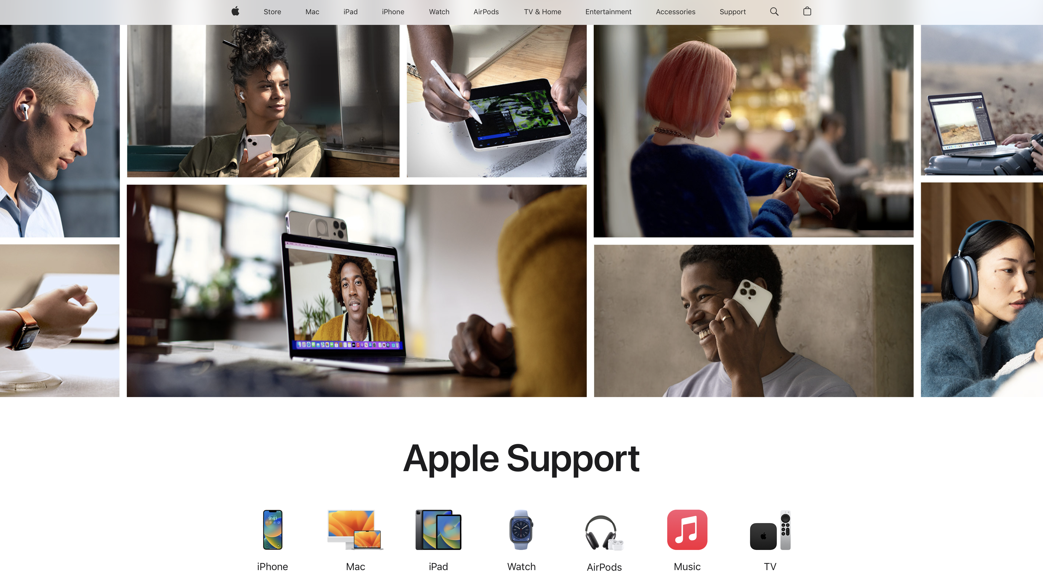Screenshot of Apple Support website June 2023