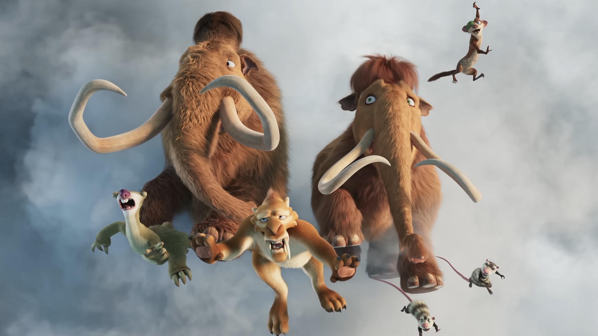 Diego, Sid, Manfred, Scrat and more floating through clouds in promo for Ice Age: Boiling Point