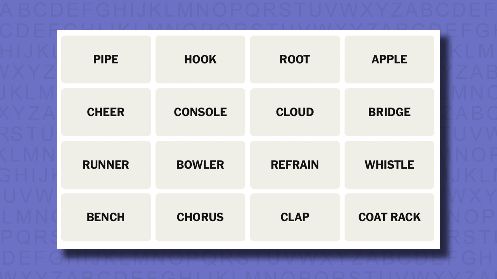 NYT Connections hints for game 724 on a purple background