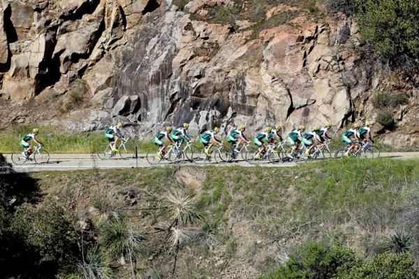 The group gets a little more competitive and strung out on the climb