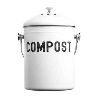 white kitchen compost bin on white background