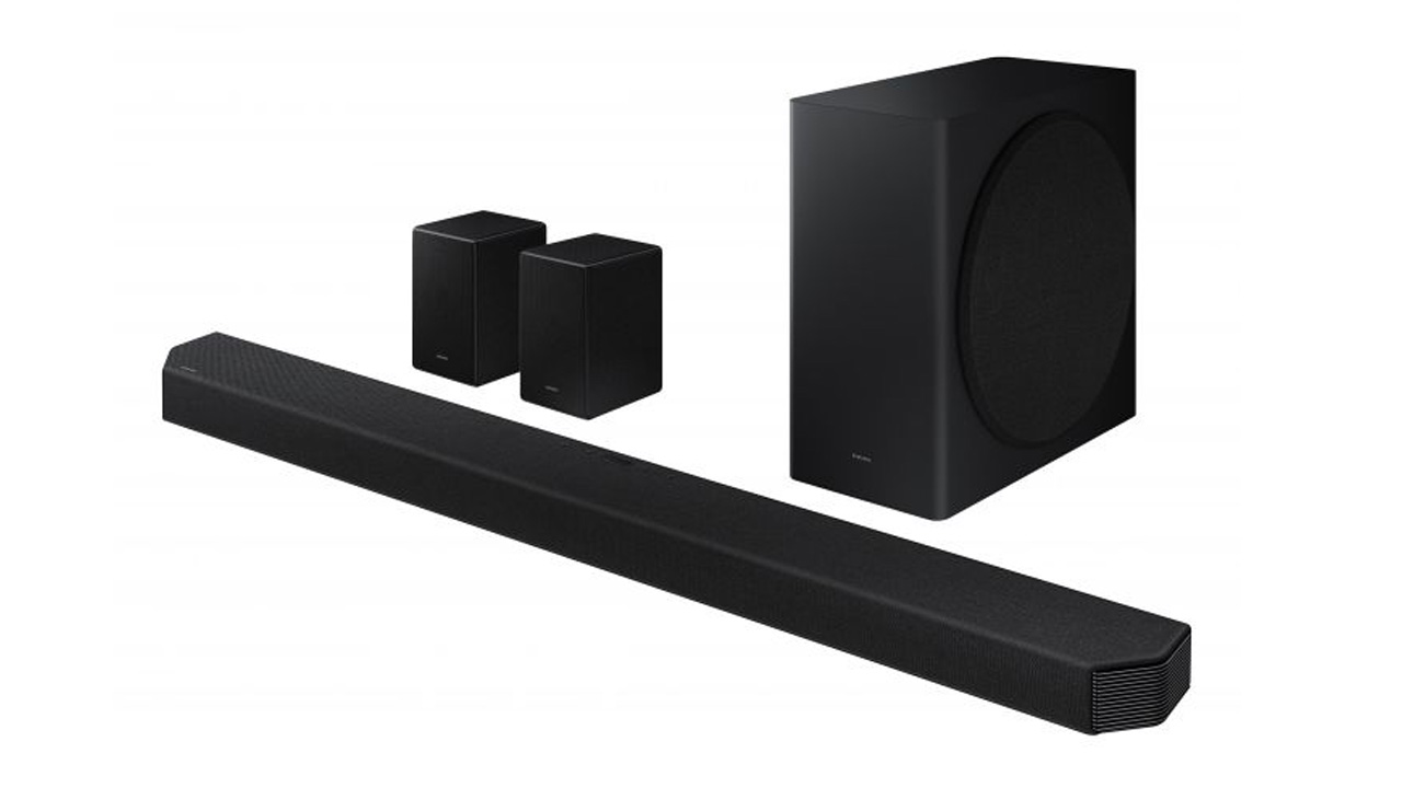 the samsung hw-q950 soundbar with rear speakers and subwoofer