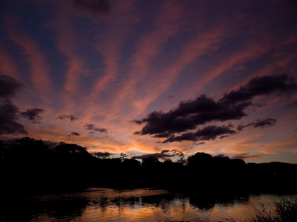 A sunset scene with brilliant cloud colors.