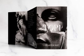 black and white image of envelope that holds Topi climatic skincare