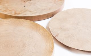 Circular wooden trays