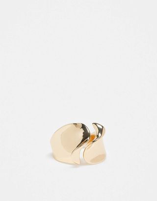 Asos Design Curve Ring With Wraparound Design in Gold Tone