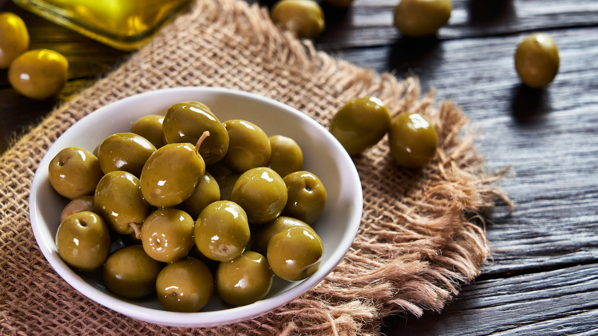 green olives in a bowl