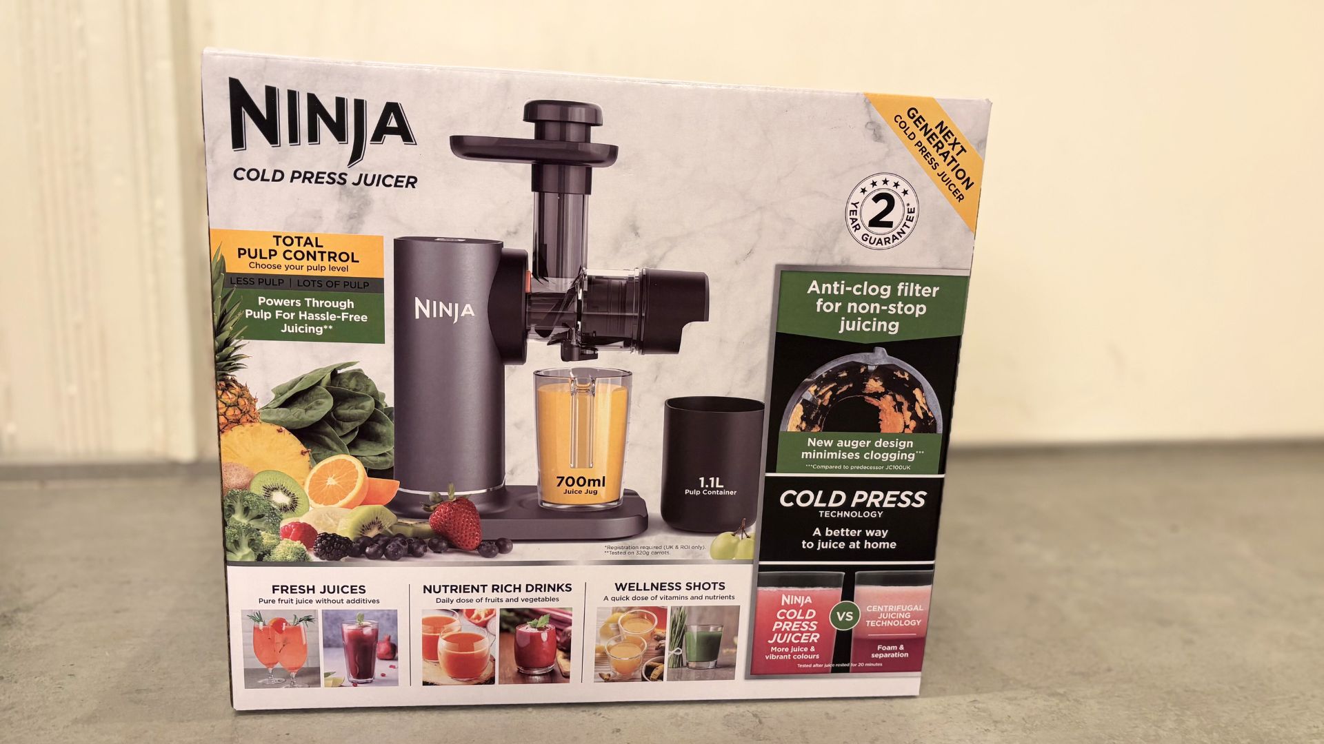 Testing the Ninja Cold Press Juicer on the counter