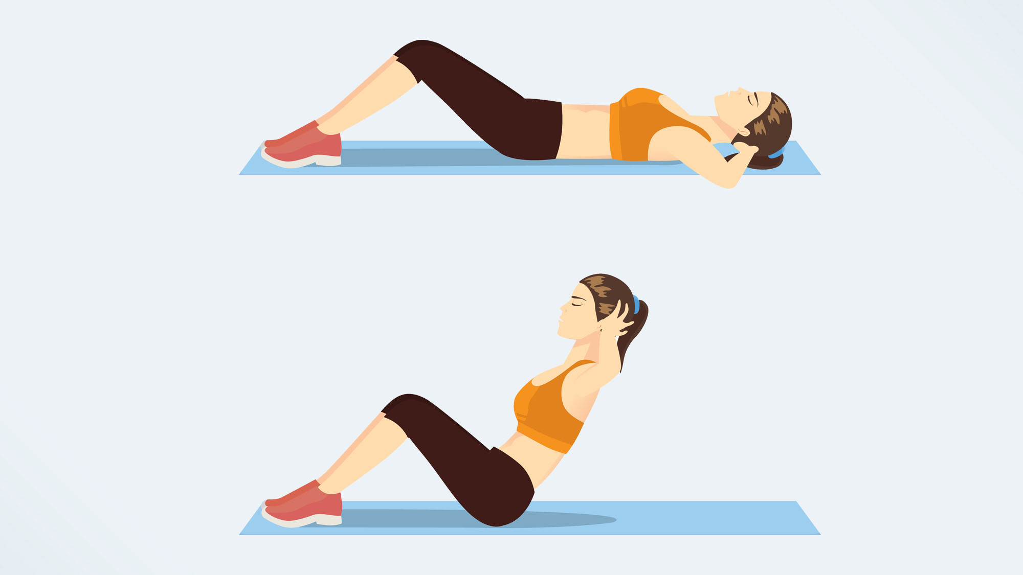 an illustration of a woman doing a sit-up