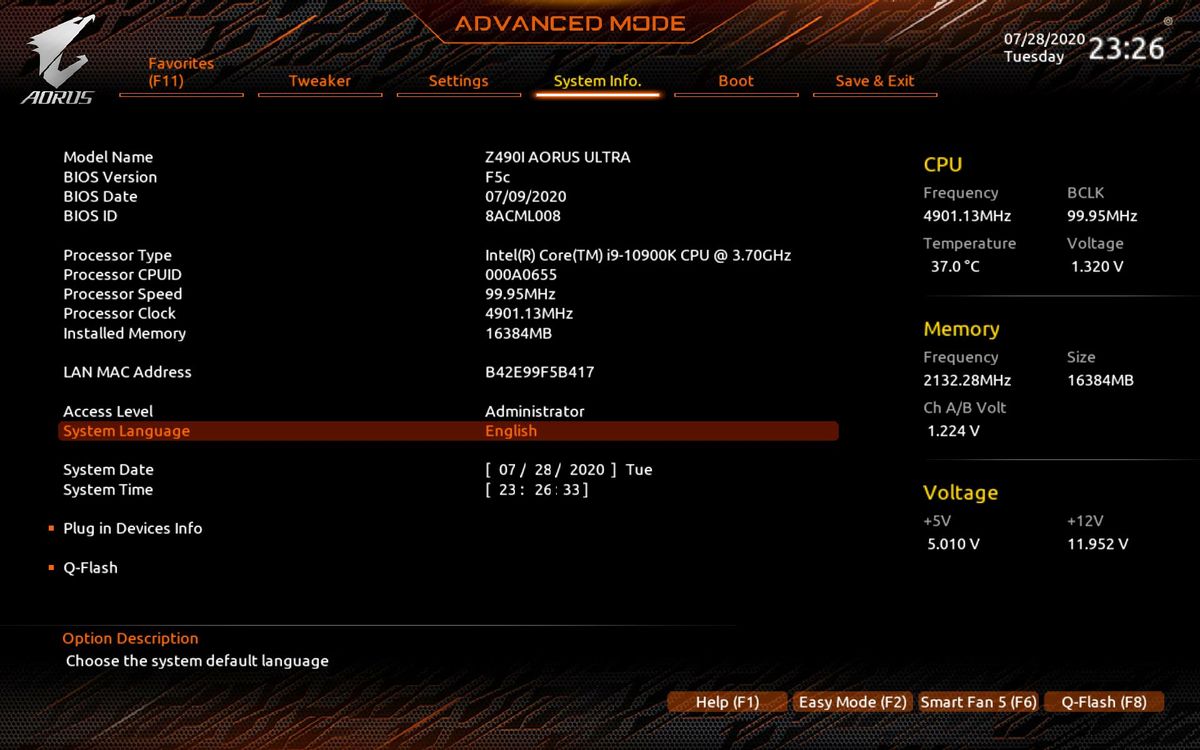 Gigabyte Z490I Aorus Ultra