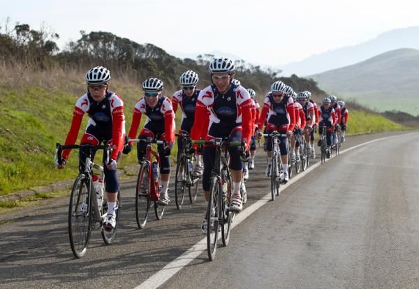 Double paceline time for the Whole Athlete-Specialized team